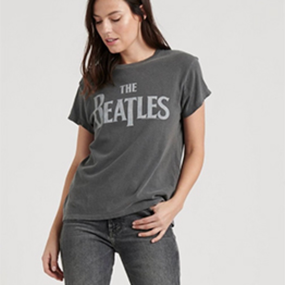 LUCKY BRAND The Beatles Lonely Hearts Distressed Short Sleeve Tee Shirt LARGE